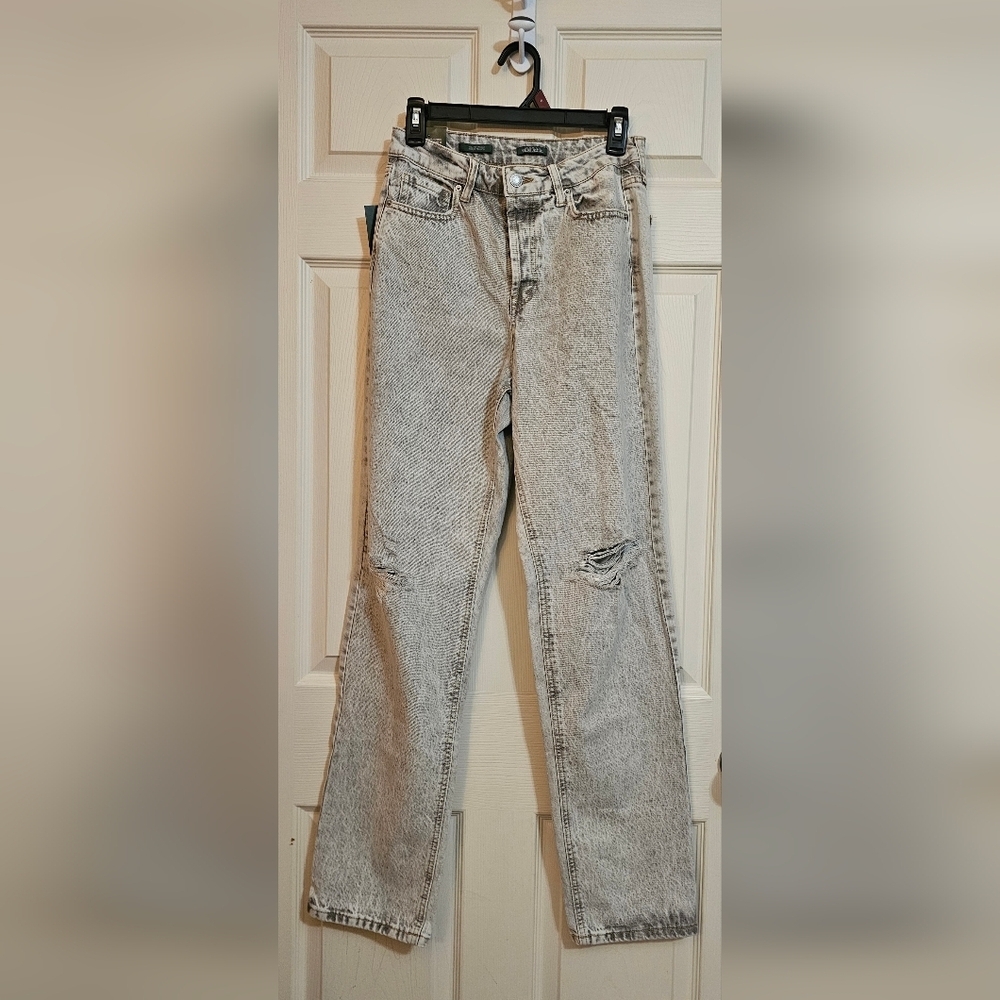 Wild Fable Super High-Rise Distressed Straight Jeans | Acid Wash Gray - Sz 6 NWT